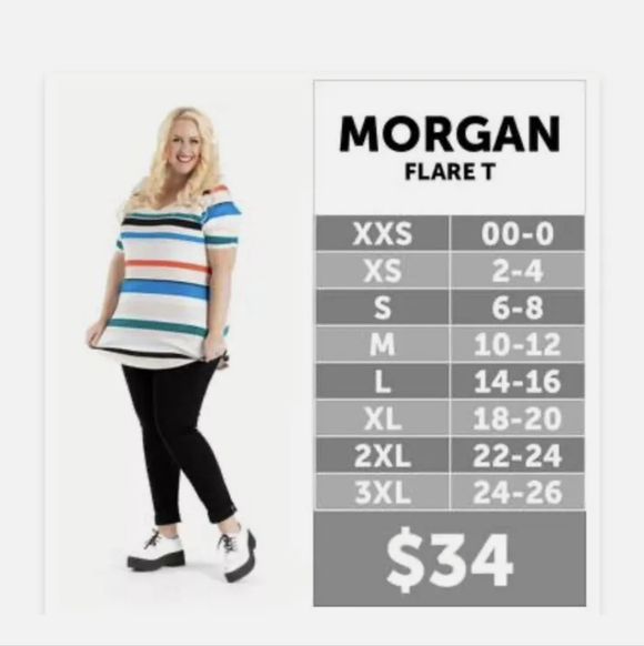 Lularoe  flare style tee. Scalloped sleeve.  Boho-Chic Size 3xl - Picture 6 of 9